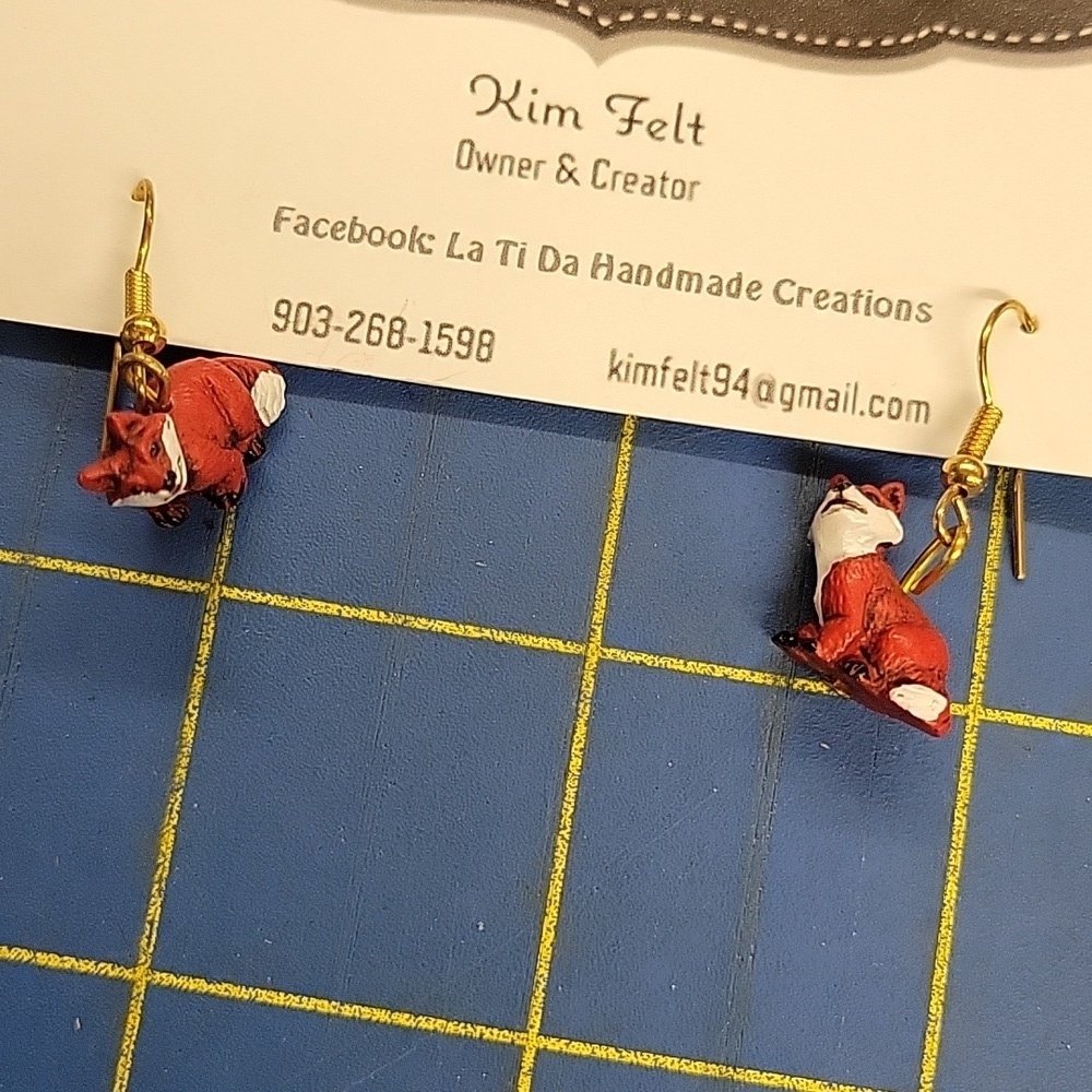 Fox Figure 1\2" Charm Earrings Dangle